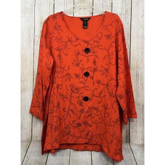 NWT Ali Miles Tunic Wearable Art XL Orange Black Abstract Crinkle Artsy Boho - Picture 1 of 7
